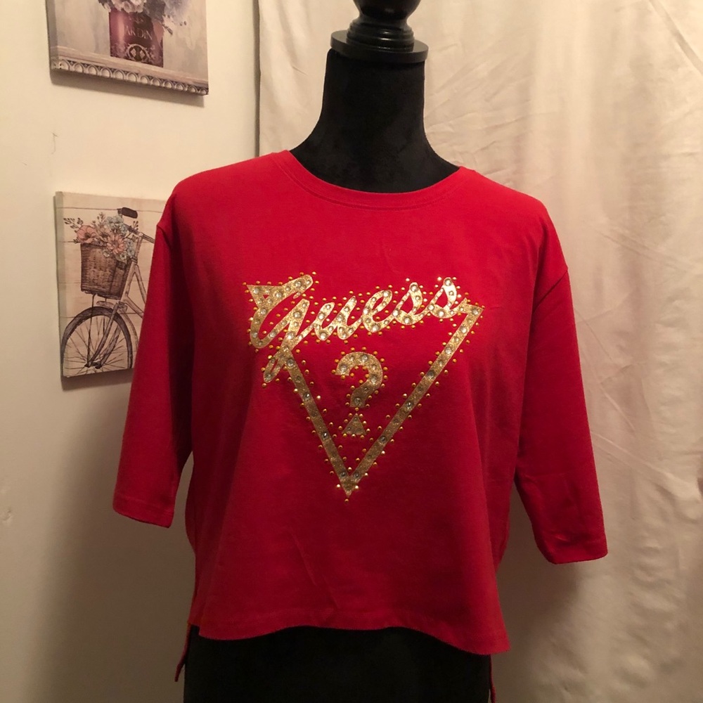 Ruby Red semi cropped shirt
